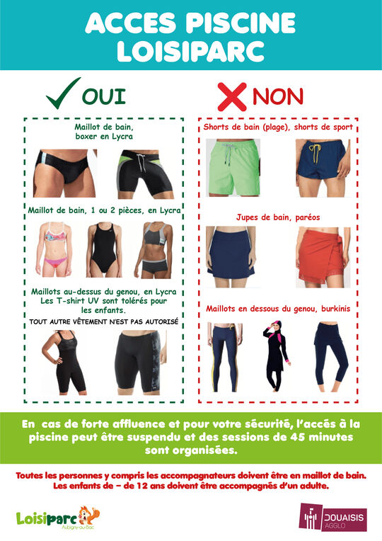 Affiche des maillots interdits et autorisés